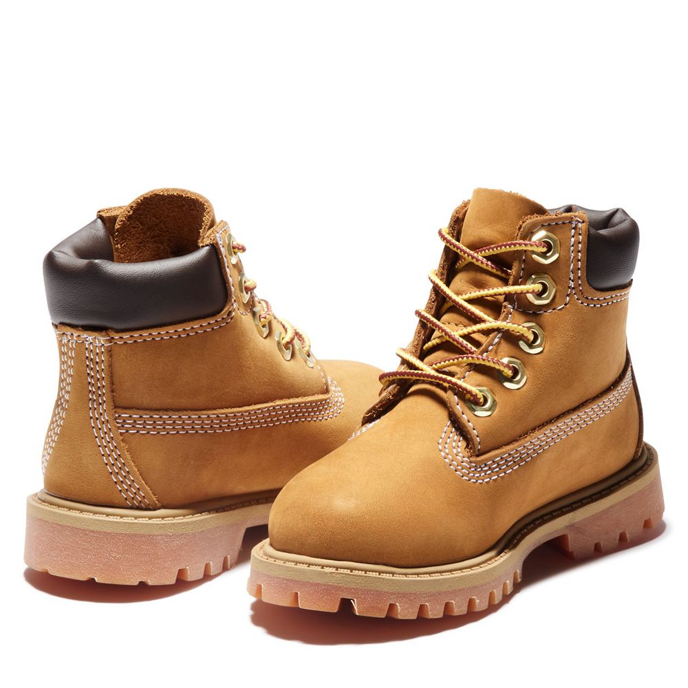 Timberland 6-Inch Μποτακια Παιδικα Καφε - Toddler Premium Waterproof - Greece 0641978-MH